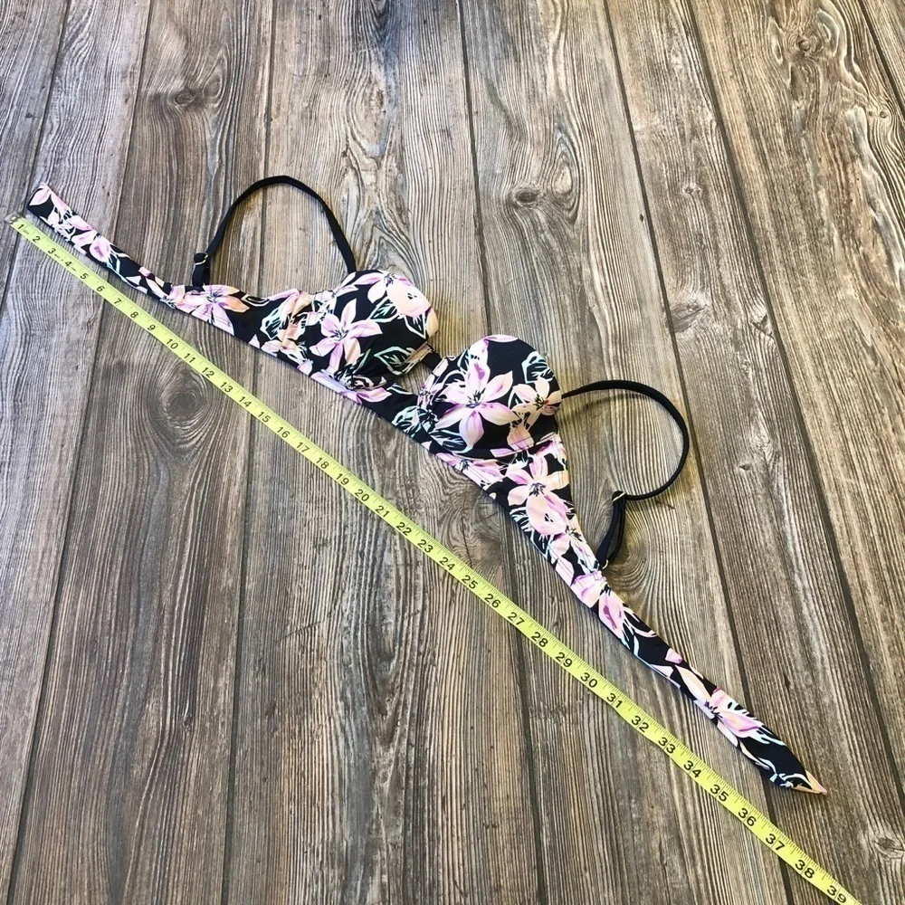 Xhilaration Black Floral Pattern Push Up Bikini